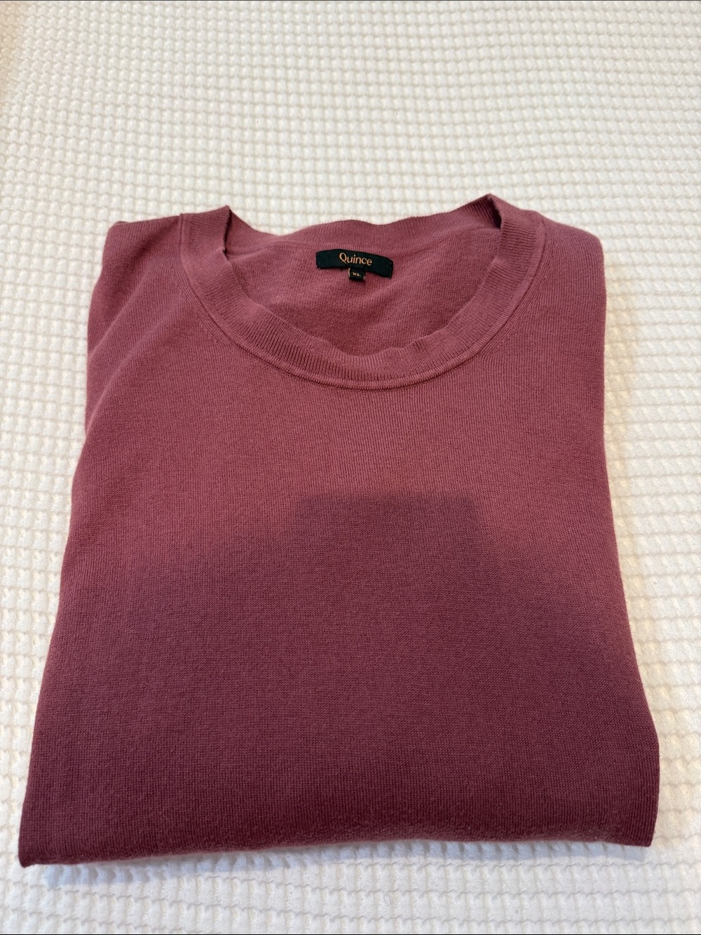 Quince Lightweight Cotton Cashmere Crewneck Long-Sleeve Sweater in Dusty Plum - Picture 4 of 5